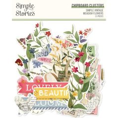   Simple Stories Simple Vintage Meadow Flowers Chipboard matrica Chipboard Clusters  1 ív