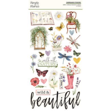 Simple Stories Simple Vintage Meadow Flowers Chipboard matrica Chipboard Stickers  1 ív