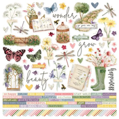 Simple Stories Simple Vintage Meadow Flowers Matrica Cardstock Stickers 12" (30 cm) 1 ív