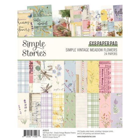 Simple Stories Simple Vintage Meadow Flowers Papírkészlet Paper Pad 6"x8" 24 lap