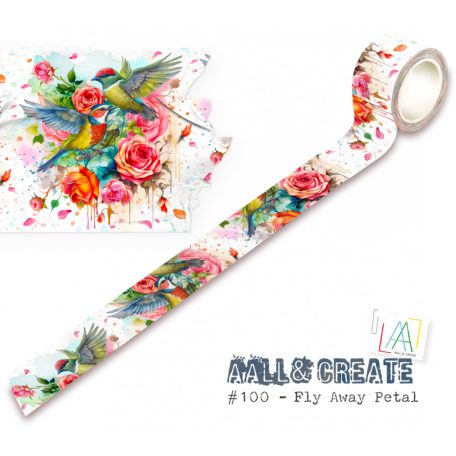 AALL & CREATE Dekorációs ragasztószalag 25mm - Fly Away Petal - Washi Tape (1 db)