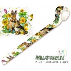   AALL & CREATE Dekorációs ragasztószalag 25mm - Sunflower & Hare - Washi Tape (1 db)