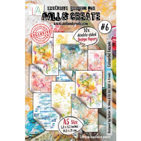 AALL & CREATE Design Paper Kreatív karton Colourful Cascade A5 10 lap