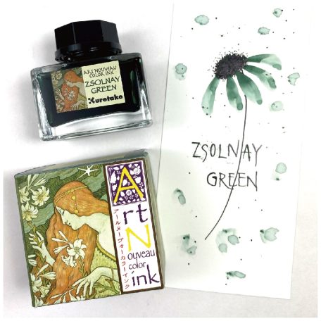 Kuretake Üveges tinta ZSOLNAY GREEN ink-cafe Art nouveau color ink (1 db)