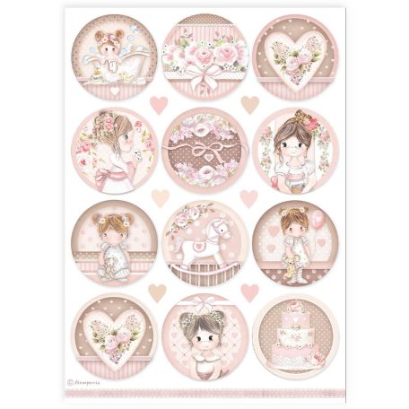 Stamperia Best Sellers Rizspapír A4 Baby girl rounds Rice Paper (1 ív)