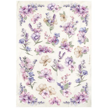 Stamperia Lavender Rizspapír A4 Flower pattern Rice Paper (1 ív)