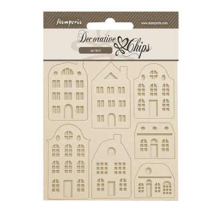 Stamperia Lavender Chipboard 14x14 cm Cozy houses Decorative Chips (1 ív)