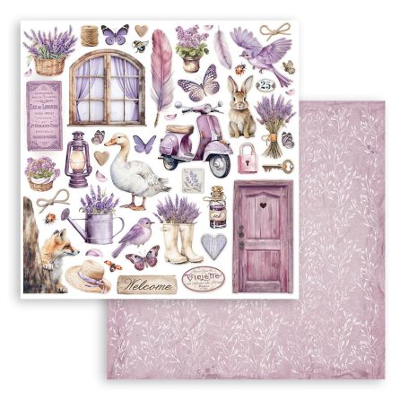 Stamperia Lavender Scrapbook papír 12" (30 cm) Elements Paper Sheets (1 ív)