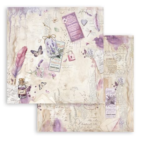 Stamperia Lavender Scrapbook papír 12" (30 cm) Pen and inkpot Paper Sheets (1 ív)