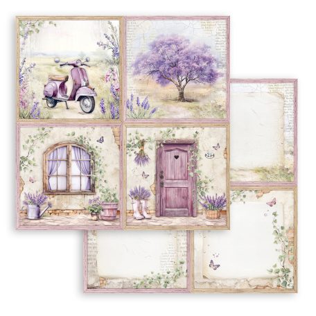 Stamperia Lavender Scrapbook papír 12" (30 cm) 4 Cards Paper Sheets (1 ív)