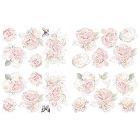 Hokus Pokus Jardin de Roses Transzfer fólia 17"X12" (44x30 cm) Decor Transfers (4 ív)