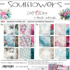   Craft O'Clock Scrapbook papírkészlet 8" (20 cm) Soulflowers Mix Paper Set (24 ív)