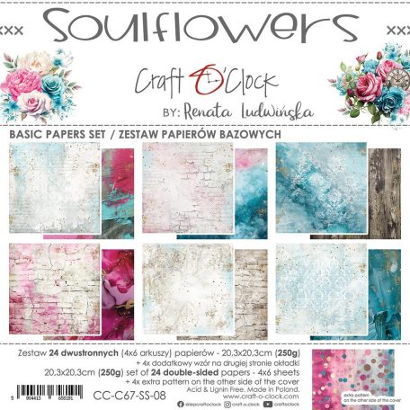 Craft O'Clock Scrapbook papírkészlet 8" (20 cm) Soulflowers Basic Paper Set (24 ív)