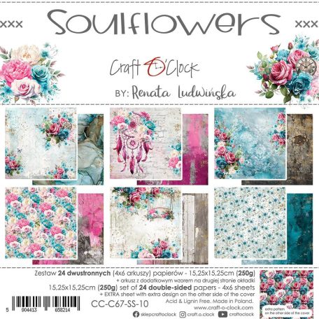 Craft O'Clock Scrapbook papírkészlet 6" (15 cm) Soulflowers Paper Collection Set (24 ív)