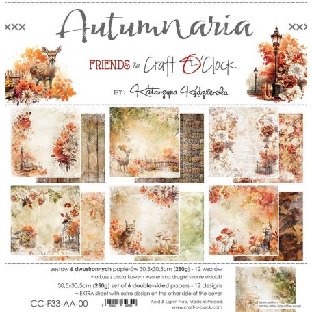 Craft O'Clock Scrapbook papírkészlet 12" (30 cm) Autumnaria Paper Collection Set (6 ív)