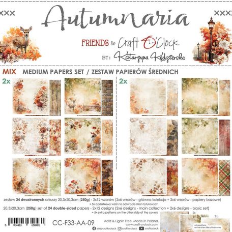 Craft O'Clock Scrapbook papírkészlet 8" (20 cm) Autumnaria Mix Paper Set (24 ív)