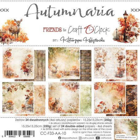 Craft O'Clock Scrapbook papírkészlet 6" (15 cm) Autumnaria Paper Collection Set (24 ív)