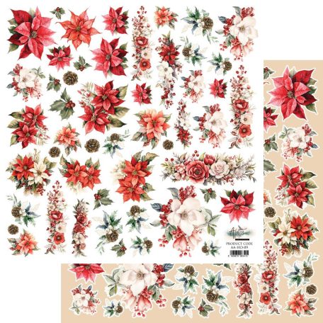 Alchemy of Art Kivágóív 12" (30 cm) - Ho Ho Ho - Flowers - Art Alchemy Double-sided paper (1 ív)