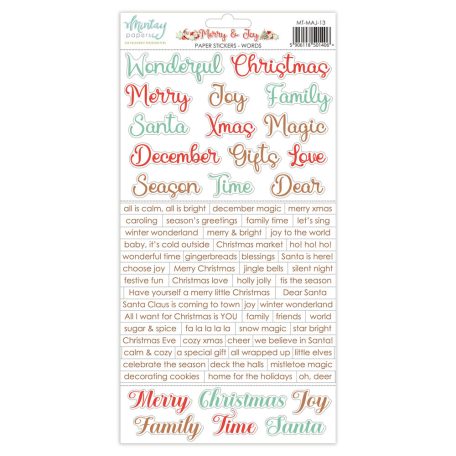 Mintay Papers Merry & Joy Matrica Paper Stickers Words  1 csomag