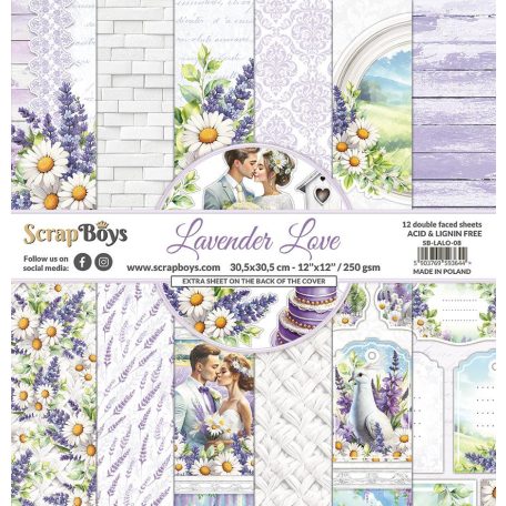 ScrapBoys Lavender Love Scrapbook papírkészlet Paper Pad 12" (30 cm) 12 lap