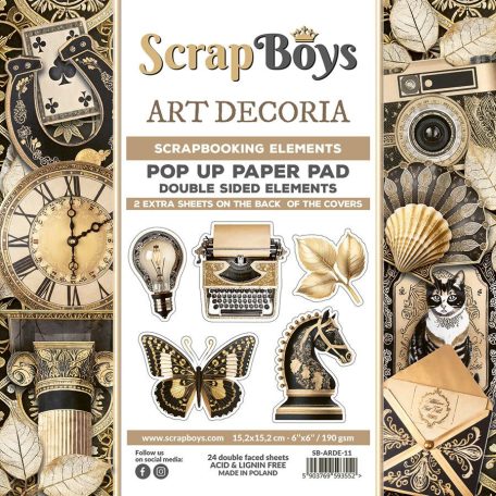 ScrapBoys Art Decoria Kivágóív készlet Pop Up 6" (15 cm) 24 lap