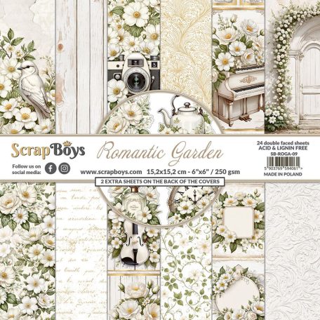 ScrapBoys Romantic Garden Scrapbook papírkészlet Paper Pad 6" (15 cm) 24 lap