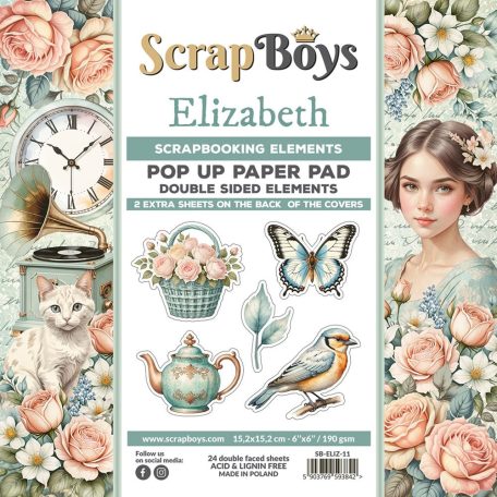 ScrapBoys Elizabeth Kivágóív készlet Pop Up 6" (15 cm) 24 lap