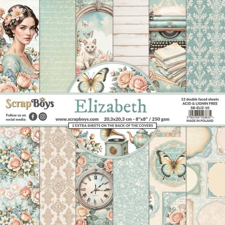 ScrapBoys Elizabeth Scrapbook papírkészlet Paper Pad 8" (20 cm) 12 lap