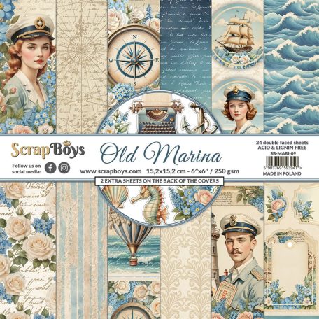 ScrapBoys Old Marina Scrapbook papírkészlet Paper Pad 6" (15 cm) 24 lap