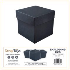 ScrapBoys Exploding Box Robbanó doboz Black 10x10 cm 3 db