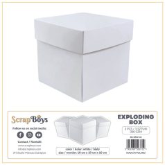 ScrapBoys Exploding Box Robbanó doboz White 10x10 cm 3 db