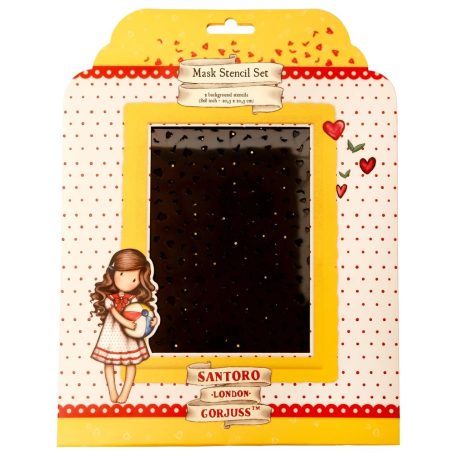 Gorjuss Stencil - Dots & hearts/leaves Gorjuss Essentials nr.269 - Craft Stencils (1 db)