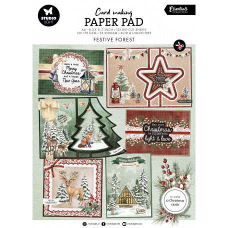 Studio Light Festive Forest Essentials Papírkészlet SL Card making pad A4 14 lap