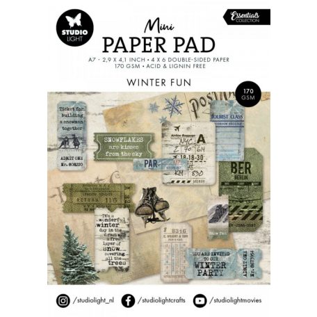 Studio Light Winter fun Essentials Papírkészlet SL Mini Paper Pad A7 24 lap