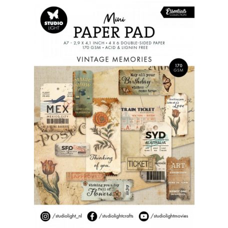 Studio Light Vintage memories Essentials Papírkészlet SL Mini Paper Pad A7 24 lap