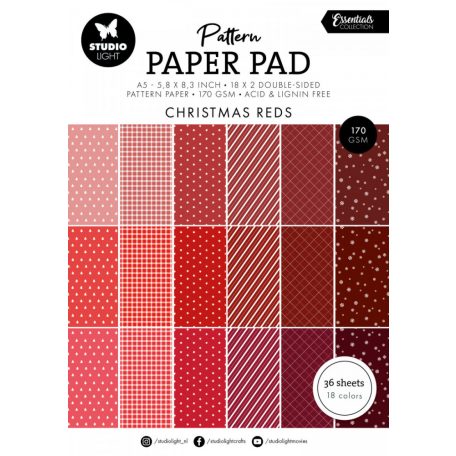 Studio Light Christmas reds Essentials Papírkészlet SL Pattern Paper Pad A5 36 lap