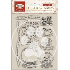   Stamperia Gear up for Christmas Szilikonbélyegző A5 Snowglobes Clear Stamps (1 csomag)