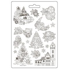   Stamperia Gear up for Christmas Öntőforma A4 Trees and elements Soft Mould (1 db)