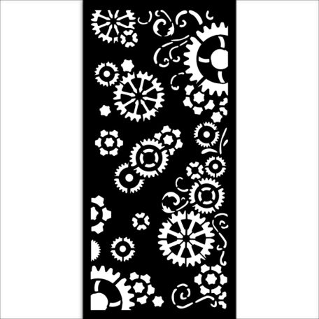 Stamperia Cozy houses Vastag stencil 12x25cm Gears Thick Stencil  (1 db)