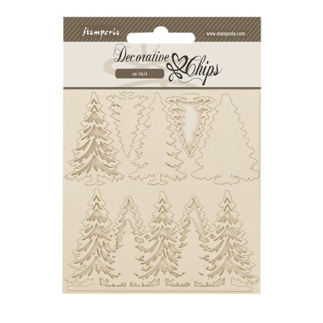 Stamperia Gear up for Christmas Chipboard 14x14 cm Trees Decorative Chips (1 ív)