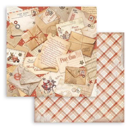 Stamperia Gear up for Christmas Scrapbook papír 12" (30 cm) Post cards Paper Sheets (1 ív)