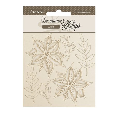 Stamperia The Nutcracker Chipboard 14x14 cm Poinsettia Decorative Chips (1 ív)