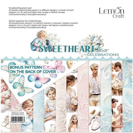 LemonCraft Papírkészlet / Kivágóív 8" (20 cm) - Sweetheart - Scrapbooking Paper Pad (1 csomag)