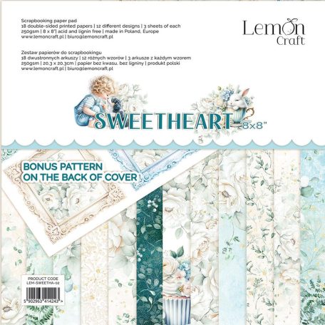 LemonCraft Scrapbook papírkészlet 8" (20 cm) - Sweetheart - Scrapbooking Paper Pad (1 csomag)