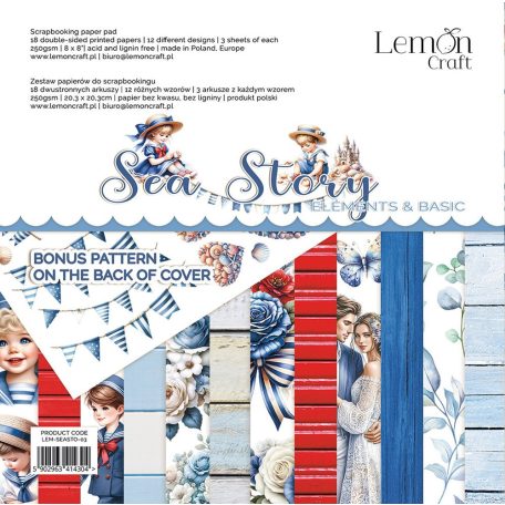 LemonCraft Papírkészlet / Kivágóív 8" (20 cm) - Sea Story - Scrapbooking Paper Pad (1 csomag)