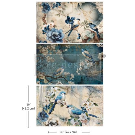 Redesign with Prima Sapphire Wings Decoupage papír 19"X30" (49x76cm) Tissue Paper (3 db)