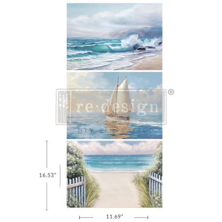 Redesign with Prima Seascape Melody Decoupage papír 11"X16" (30x42cm) Tissue Paper (3 db)