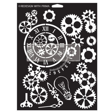 Redesign with Prima GearWorks Dekor Stencil 9"x12" Decor Stencils (1 db)