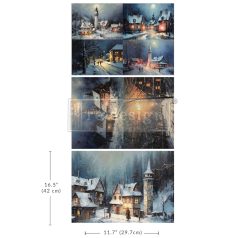   Redesign with Prima Snowy Twilight Decoupage papír 11"X16" (30x42cm) Tissue Paper (3 db)