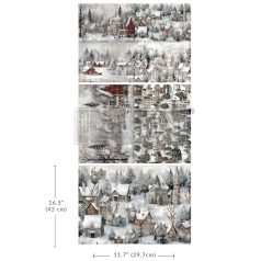   Redesign with Prima Silent Night Snow Village Decoupage papír 11"X16" (30x42cm) Tissue Paper (3 db)